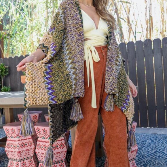 Beautiful Ruana 4 color choices #7 INDIGO FIRST PIC - Picture 3 of 3